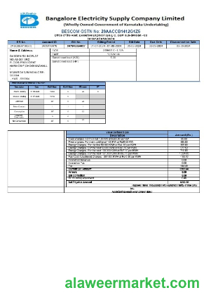 INDIA BESCOM business utility bill Word and PDF template-các trang đã xóa
